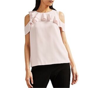 Ted Baker Honourr Sculpted Ruffle Sleeveless Top Pink